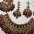Gold Plated Bridal Jewelry Set | Maroon Kundan Necklace Set | Bridal Set | Pearl Wedding Jewelry | Indian Choker Set (Copy)