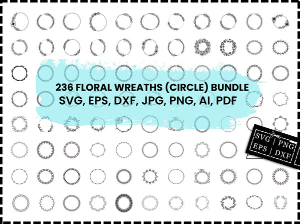 Wreath Svg Bundle, Circle Svg, Floral Wreath Svg, Heart Laurel Wreath Svg, Wedding Wreath Svg, Wreath Monogram Svg, Circle Frame Svg