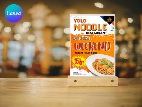 YOLO Noodle Flyer Template, Restaurant Noodle Promotion, Asian Food Poster, Editable Canva Flyer, Digital Download
