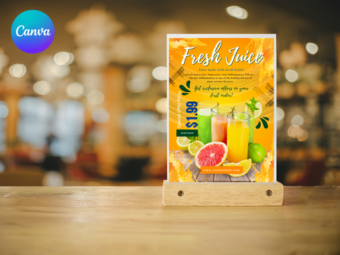 Fresh Juice Flyer Template, Editable Drink Flyer, Printable Juice Bar Promotion, Healthy Beverage Marketing Pdf, Fresh Juice, Drink Flyer