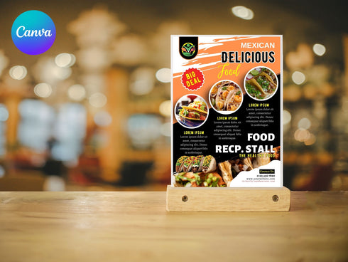 Mexican Food Flyer, DIY Canva Mexican Food Flyer Template, Editable US Letter Size Flyer for Mexican Food, Delicious Food Flyer Template