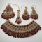 Gold Plated Bridal Jewelry Set | Maroon Kundan Necklace Set | Bridal Set | Pearl Wedding Jewelry | Indian Choker Set (Copy) (Copy)