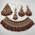 Gold Plated Bridal Jewelry Set | Maroon Kundan Necklace Set | Bridal Set | Pearl Wedding Jewelry | Indian Choker Set (Copy) (Copy)