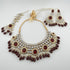 Gold Plated Kundan Bridal Jewelry Set | Maroon Necklace Set | Pearl Wedding Jewelry | Indian Bridal Set | Pakistani Jewelry