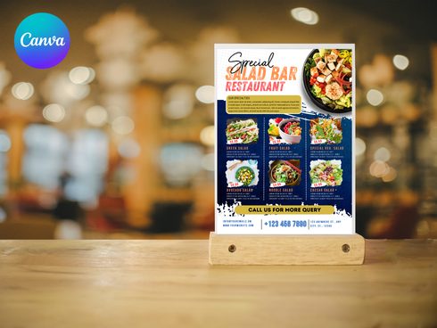 Salad Bar Flyer Template, Editable Healthy Food Flyer, Printable Restaurant Promotion, Fresh Salad Menu Pdf, Salad Bar, Salad Flyer