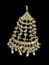 White Furshi Kundan Jhumar | Gold Plated Pearl Bridal Hair Accessory