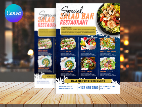 Salad Bar Flyer Template, Editable Healthy Food Flyer, Printable Restaurant Promotion, Fresh Salad Menu Pdf, Salad Bar, Salad Flyer