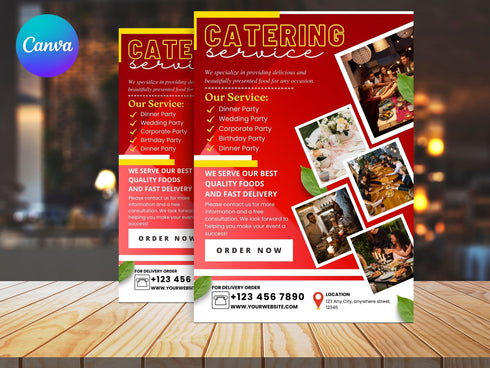 Catering Flyer Template, Editable Food Flyer, Printable Restaurant Promotion, Event Catering Marketing PDF, Digital Flyer