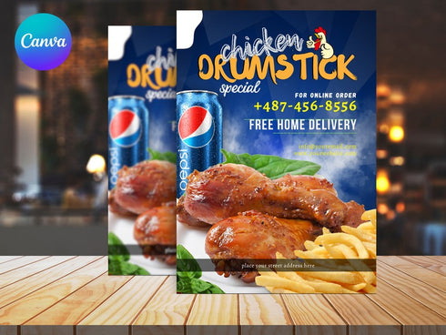 Chicken Drumstick Special Flyer, Editable Food Flyer, Printable Restaurant Promotion, PDF Menu, Fast Food Marketing Template