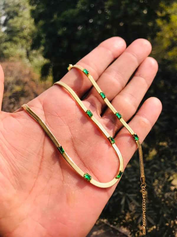 Premium Stainless Steel Green Clover Enamel Set | Elegant Necklace and Earrings Jewelry | Lucky Symbol Gift for Women | Green Jewelry