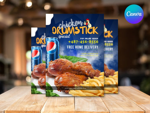 Chicken Drumstick Special Flyer, Editable Food Flyer, Printable Restaurant Promotion, PDF Menu, Fast Food Marketing Template