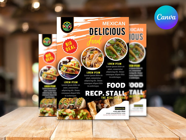 Mexican Food Flyer, DIY Canva Mexican Food Flyer Template, Editable US Letter Size Flyer for Mexican Food, Delicious Food Flyer Template
