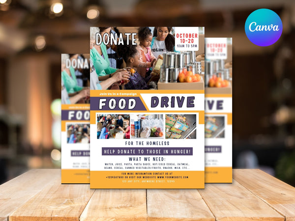Editable Food Drive Flyer Template, Homeless Drive Flyer, Food Flyer Template, Nonprofit Charity Donation Event, Feed The Poor