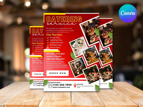Catering Flyer Template, Editable Food Flyer, Printable Restaurant Promotion, Event Catering Marketing PDF, Digital Flyer