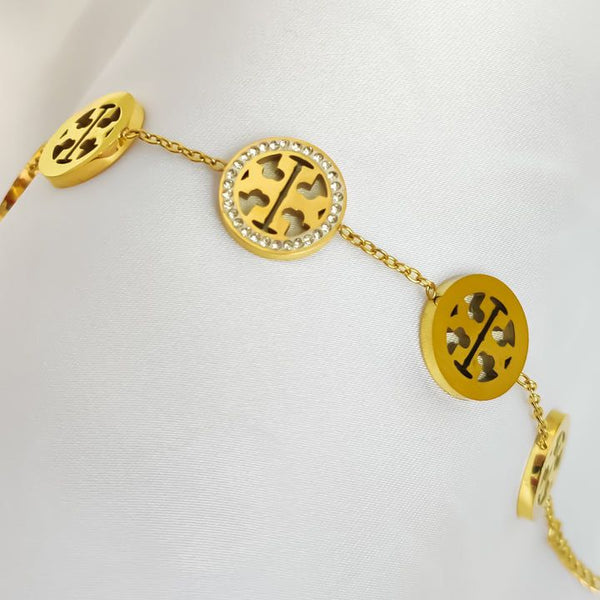 Golden Charm Bracelet | Premium Stainless Steel Bracelet | Crystal Round Charm Bracelet | Women Bracelet | Adjustable Fashion Jewelry Gift