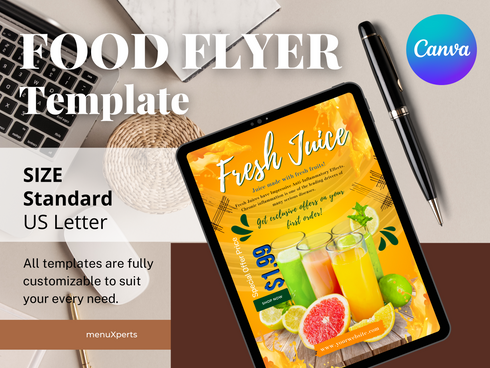 Fresh Juice Flyer Template, Editable Drink Flyer, Printable Juice Bar Promotion, Healthy Beverage Marketing Pdf, Fresh Juice, Drink Flyer