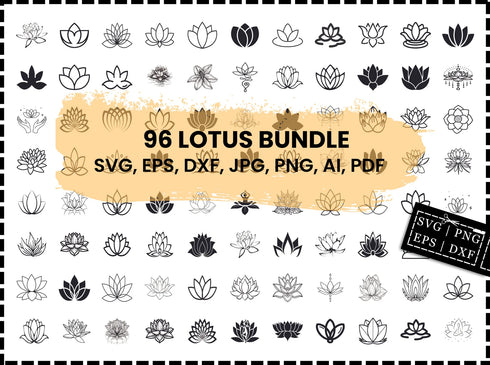 Lotus SVG Bundle | Lotus Flower SVG | Lotus Clipart | Lotus Silhouette | Lotus Vector | Lotus Cut Files for Cricut | Floral SVG | Instant Download