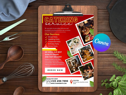 Catering Flyer Template, Editable Food Flyer, Printable Restaurant Promotion, Event Catering Marketing PDF, Digital Flyer