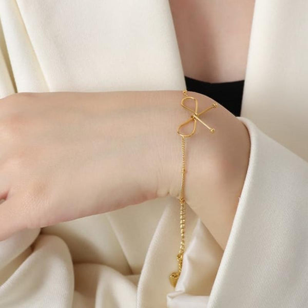 Bow Knot Bracelet | Golden Premium Stainless Steel Bracelet | Minimalist Bow Chain Bracelet | Women Bracelet | Adjustable Jewelry Gift "