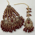 Gold Plated Bridal Jewelry Set | Maroon Kundan Necklace Set | Bridal Set | Pearl Wedding Jewelry | Indian Choker Set (Copy) (Copy)