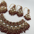 Gold Plated Bridal Jewelry Set | Maroon Kundan Necklace Set | Bridal Set | Pearl Wedding Jewelry | Indian Choker Set (Copy)