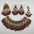 Gold Plated Bridal Jewelry Set | Maroon Kundan Necklace Set | Bridal Set | Pearl Wedding Jewelry | Indian Choker Set