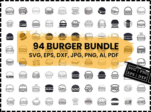 Fast Food SVG Bundle | Burger SVG Bundle | Grilled Burger SVG | Hamburger SVG | Cheeseburger SVG | Fast Food Clipart | Cricut Cut Files