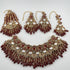 Gold Plated Bridal Jewelry Set | Maroon Kundan Necklace Set | Bridal Set | Pearl Wedding Jewelry | Indian Choker Set