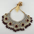 Gold Plated Kundan Bridal Jewelry Set | Maroon Necklace Set | Pearl Wedding Jewelry | Indian Bridal Set | Pakistani Jewelry
