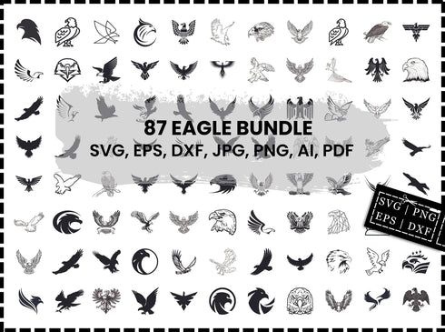 Eagle SVG Bundle | Eagle Head SVG | Eagle Clipart | Eagle Vector | Eagle Cut Files | Eagle PNG DXF EPS | Cricut Silhouette SVG