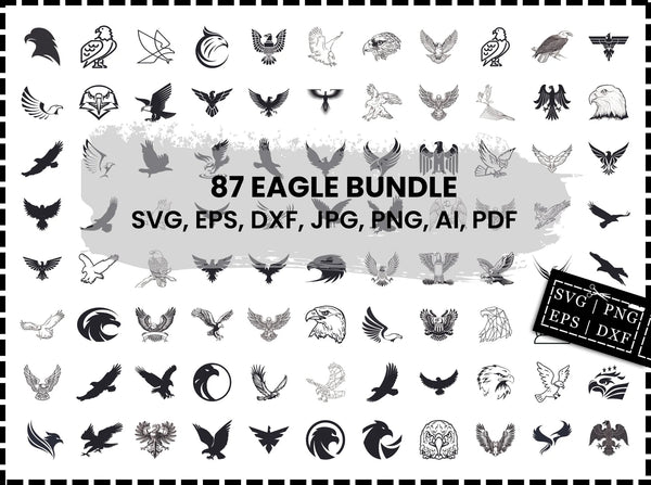 Eagle SVG Bundle | Eagle Head SVG | Eagle Clipart | Eagle Vector | Eagle Cut Files | Eagle PNG DXF EPS | Cricut Silhouette SVG