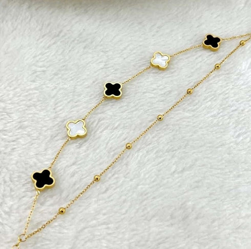 Premium Stainless Steel Golden Multi Chain Bracelet, Stainless Steel Charm Bracelet, Luxury Clover Jewelry, Premium Steel Women Bracelet
