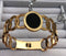 Premium Stainless Steel Black Round Handcuff | Golden Designer Link Bracelet | Premium Statement Cuff for Women | Luxury Bangle