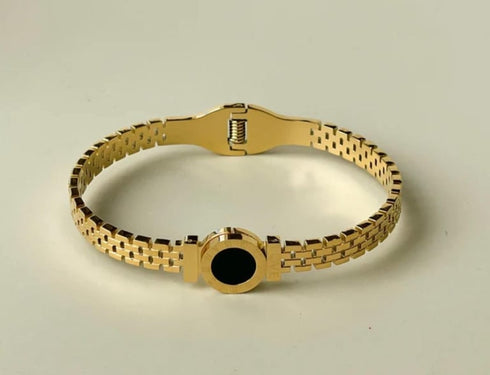 Premium Stainless Steel Black Dial Bracelet | Golden Chain Style Handcuff | Premium Luxury Women Bangle | Luxury Jewelry, Modern Bracelet