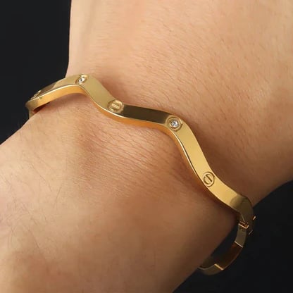Premium Stainless Steel Screw Design Handcuff | Golden Luxury Bracelet | Premium Modern Cuff for Women | Screw Bracelet | Daily Wear