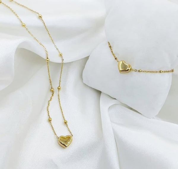 Premium Stainless Steel Love Necklace and Bracelet Set | Elegant Romantic Jewelry Gift for Women | Love Bracelet | Womens Jewelry