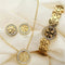 Gold Plated Medallion Necklace Earrings | Bracelet Set for Women | Premium Stainless Steel Crystal Circle Jewelry Gift | Bracelet Set