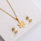 Gold Plated Snowflake Necklace and Stud Earrings Set for Women | Stainless Steel Minimalist Winter Jewelry Gift for Her | Jewelry Set