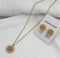 Gold Plated Medallion Jewelry Set | Stainless Steel Premium Necklace and Stud Earrings | Elegant Round Charm Gift for Her | Minimal Jewelry