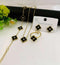 Premium Stainless Steel Black Clover Flower Set | Elegant Necklace and Earrings Jewelry | Lucky Charm Gift for Women | Floral Charm