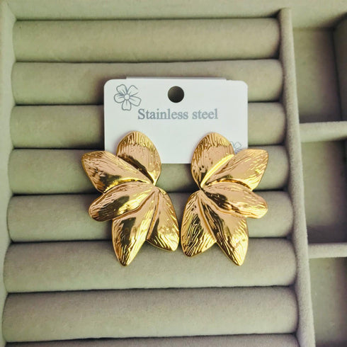 Golden Leaf Earrings | Premium Stainless Steel Earrings | Statement Earrings | Women Jewelry | Trendy Earrings | Fashion Earrings | Jewelry