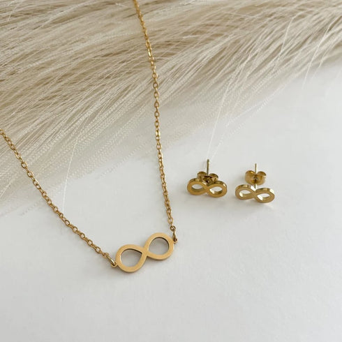 Premium Stainless Steel Infinity Symbol Set | Elegant Necklace and Earrings Jewelry | Timeless Love Gift for Women | Steel Jewelry Set