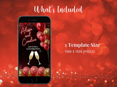 Digital Galentines Pjs and Prosecco Invitation Template, Red Animated Galentines Party Invite, Valentines Womens Sleep Over Instant Download