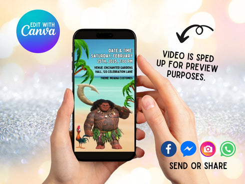 Moana Invitation, Moana Video Invitation, Moana Birthday, Moana, Moana Video, Moana Theme, Moana Birthday Invite, Moana Party