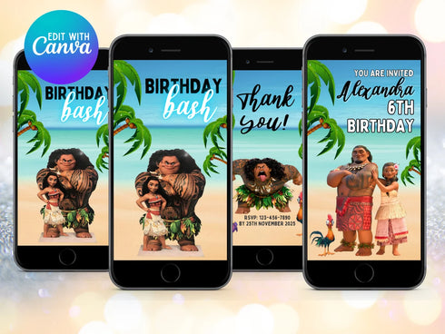 Moana Invitation, Moana Video Invitation, Moana Birthday, Moana, Moana Video, Moana Theme, Moana Birthday Invite, Moana Party
