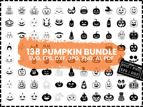 Pumpkin SVG Bundle, Fall Pumpkin Clipart, Halloween Pumpkin Silhouette Cut Files for Cricut and Silhouette, Instant SVG Download, svg, dxf