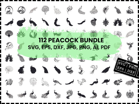 Peacock SVG Bundle | Peacock Feather SVG | Peacock Cut Files for Cricut | Peacock PNG DXF EPS | Peacock Vector | Instant Download
