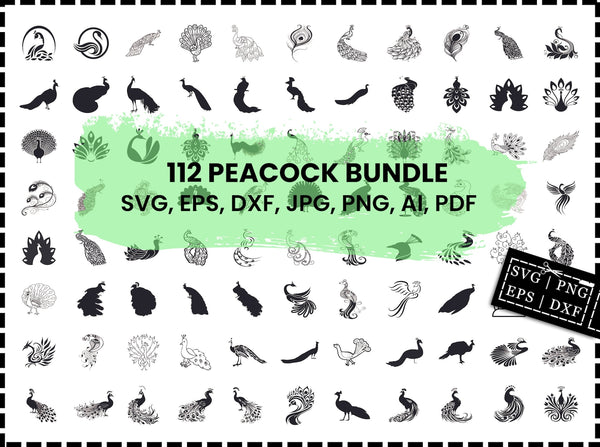 Peacock SVG Bundle | Peacock Feather SVG | Peacock Cut Files for Cricut | Peacock PNG DXF EPS | Peacock Vector | Instant Download