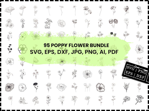 Poppy Flower SVG Bundle | Wildflower SVG | Floral SVG for Cricut | Botanical Clipart | Field Plants SVG | Poppies Cut Files | Download