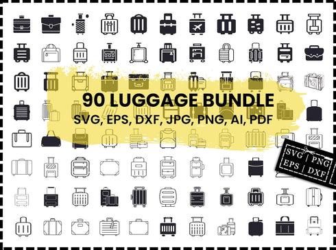 Luggage Svg Bundle, Suitcase Svg, Travel Bag, Luggage Dxf, Luggage Png, Luggage Eps, Luggage Vector, Luggage Cut Files, Luggage Silhouette